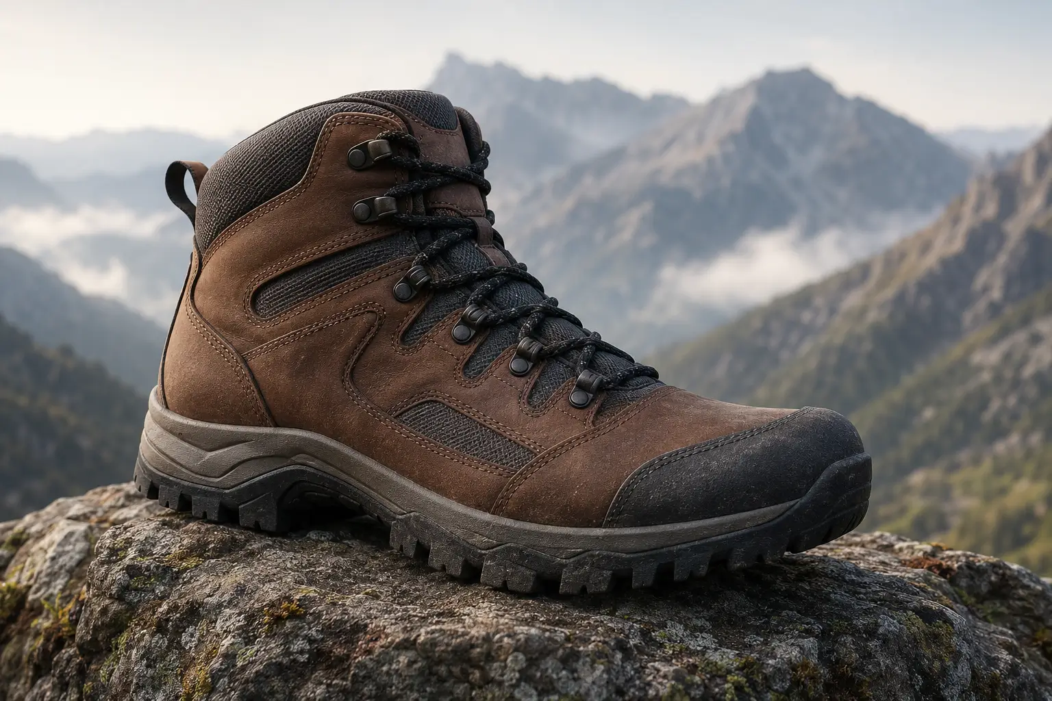 Robuster Wanderschuh auf einem Bergpfad – Ausgangspunkt für Wanderungen ab dem Stockhus auf der Fronalp